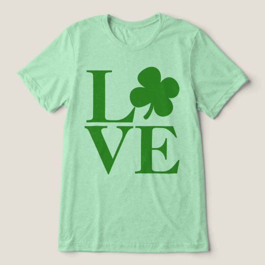 groene Shamrock Love St Patricks Day Tri-Blend Shirt (Design voorkant)