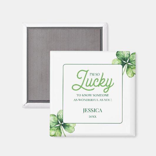 Groene Shamrock Luck Custom Lucky St Patrick's Day Magneet (Voorkant / Achterkant)