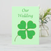 Groene Shamrock met gouden stippen, Bruiloftsuitno Kaart (Staand voorkant)