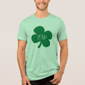 Groene Shamrock Monogrammed Gepersonaliseerd Tri-Blend Shirt (Voorkant)