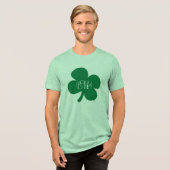 Groene Shamrock Monogrammed Gepersonaliseerd Tri-Blend Shirt (Voorkant volledig)