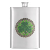 Groene Shamrock on Celtic Knots Flask Flacon (Voorkant)