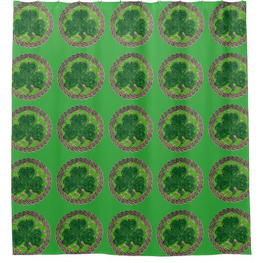 Groene Shamrock on Celtic Knower Curtain Douchegordijn (Voorkant)