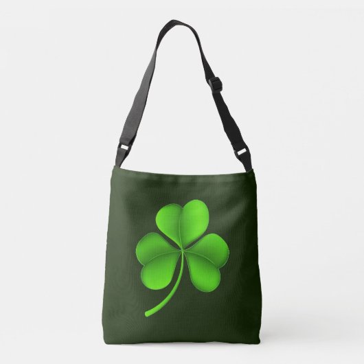 Groene Shamrock op Donkergroen cbbcnt Crossbody Tas (Achterkant)