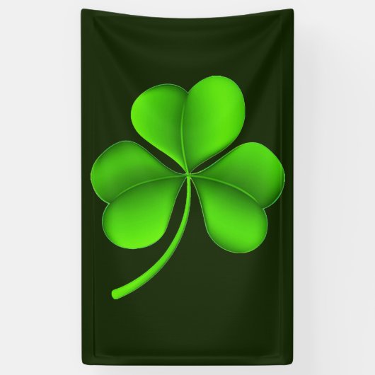 Groene Shamrock op Donkergroen (v) bnrcent Spandoek (Verticaal)