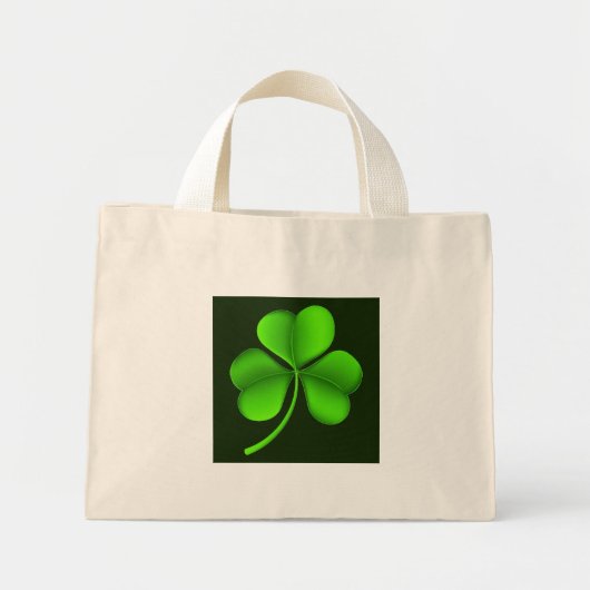 Groene Shamrock op donkergroene ttcnt Mini Tote Bag (Voorkant)