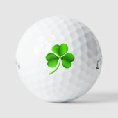 Groene Shamrock op Witte CSS gbcnt Golfballen (Voorkant)