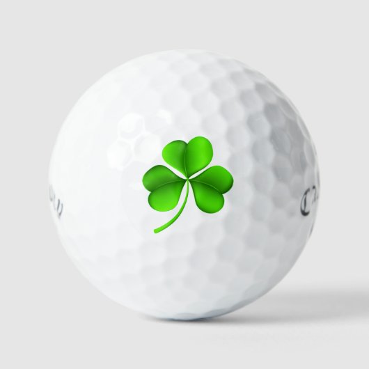 Groene Shamrock op Witte CSS gbcnt Golfballen (Voorkant)