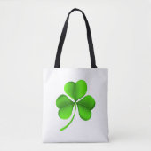 Groene Shamrock op Witte stint Tote Bag (Voorkant)