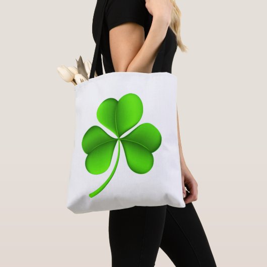 Groene Shamrock op Witte stint Tote Bag (Dichtbij)