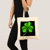 Groene Shamrock op zwart BTCNT Tote Bag (Voorkant (product))