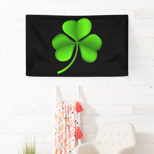 Groene Shamrock op zwart (h) BNCnt Spandoek (Insitu)