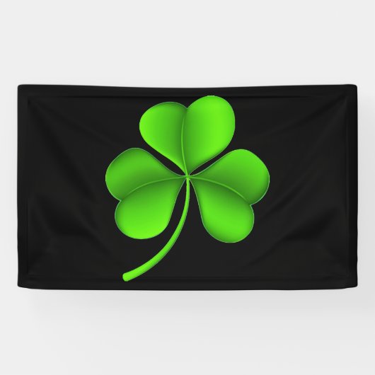 Groene Shamrock op zwart (h) BNCnt Spandoek (Horizontaal)