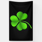 Groene Shamrock op zwart (h) BNCnt Spandoek (Verticaal)