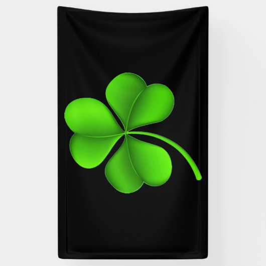 Groene Shamrock op zwart (h) BNCnt Spandoek (Verticaal)