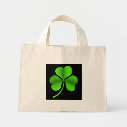 Groene Shamrock op zwart ttt Mini Tote Bag (Voorkant)