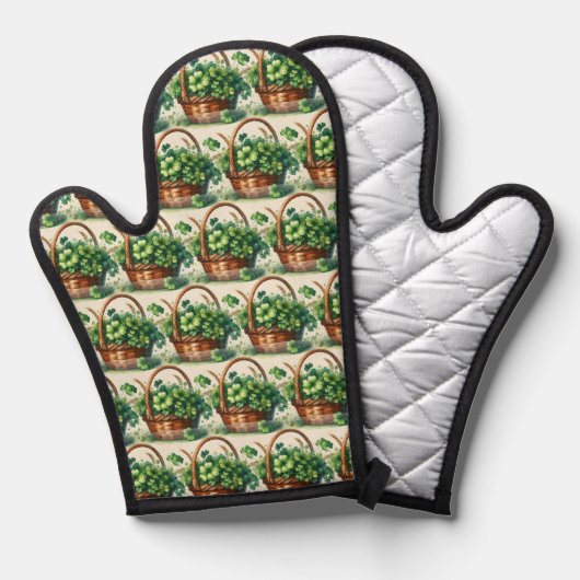 Groene Shamrock Oven Mitt en Pot Houders Ovenwant (Voorkant / Achterkant)