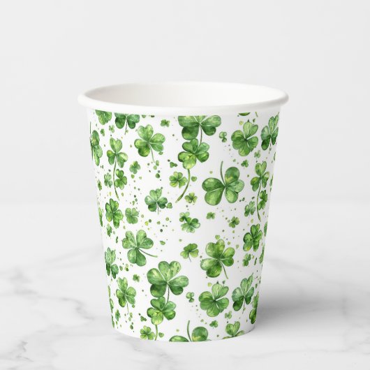 Groene Shamrock Paper Party Cups St. Patrick's Day Papieren Bekers (Voorkant)