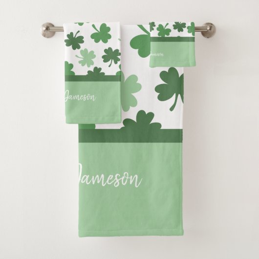 Groene Shamrock patronen St. Patrick's Day Bad Handdoek (Insitu)