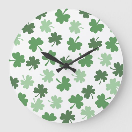 Groene Shamrock patronen St. Patrick's Day Grote Klok (Voorkant)