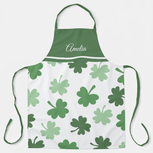 Groene Shamrock-patronen St. Patrick's Day Schort (Voorkant)