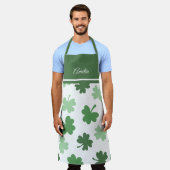 Groene Shamrock-patronen St. Patrick's Day Schort (Gedragen)