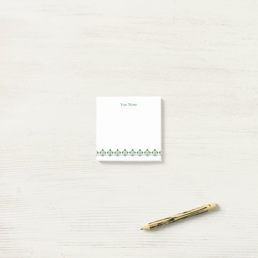  groene Shamrock Pattern Custom Stickies Post-it® Notes (Op bureau)
