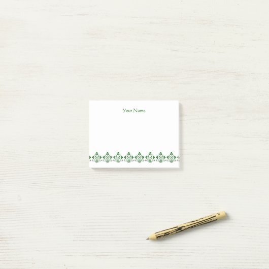  groene Shamrock Pattern Custom Stickies Post-it® Notes (Op bureau)