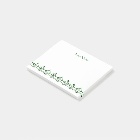 groene Shamrock Pattern Custom Stickies Post-it® Notes (Schuin)