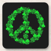 Groene Shamrock Peace Sign-Onderzetters Onderzetter (Voorkant)