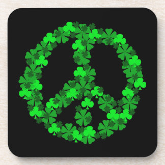 Groene Shamrock Peace Sign-Onderzetters Onderzetter