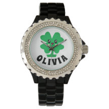 Groene Shamrock Personalized Name Watch
