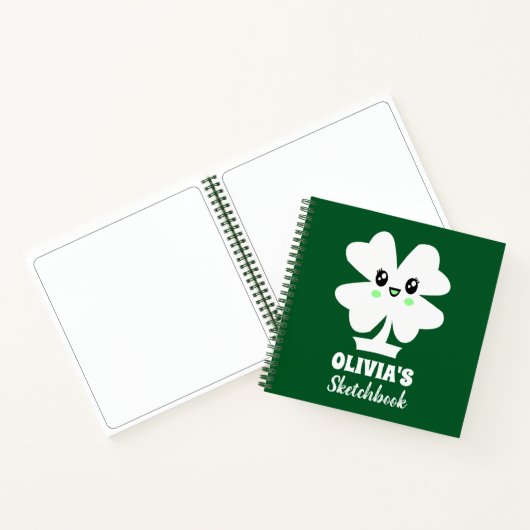 Groene Shamrock Persoonlijke naam Sketchbook Notitieboek (Binnen)