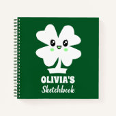 Groene Shamrock Persoonlijke naam Sketchbook Notitieboek (Voorkant)