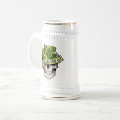 Groene Shamrock St Patrick Feeling Lucky Skull Bierpul (Voorkant links)