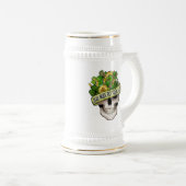 Groene Shamrock St Patrick Feeling Lucky Skull Bierpul (Voorkant rechts)