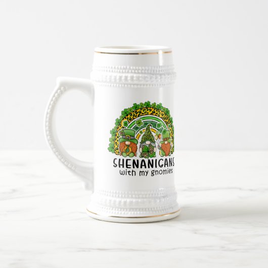 Groene Shamrock St Patrick Met Mijn Gnomies Bierpul (Links)