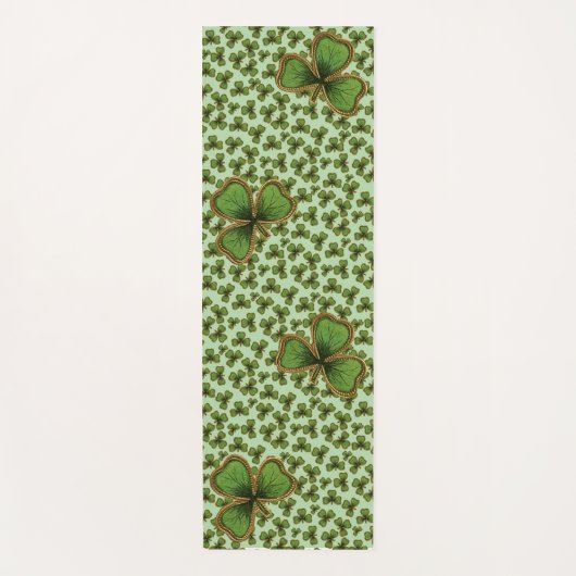 Groene Shamrock  Style Clovers Iers Yogamat (Voorkant)