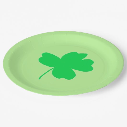 Groene Shamrock Vier Leaf Clover Light Green-Borde Papieren Bordje (Gekanteld)