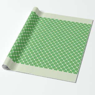Groene Shamrock Vierbladige Klaver Hartjes patroon Cadeaupapier