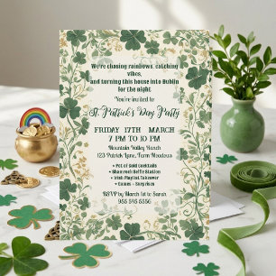 Groene Shamrock Wijnstokken Funky St. Patrick's Fe Kaart