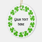 Groene Shamrockand-rand Tekst toevoegen Keramisch Ornament (Links)