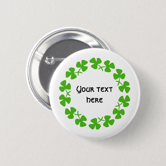 Groene Shamrockand-rand Tekst toevoegen Ronde Button 5,7 Cm (Voorkant /achterkant)