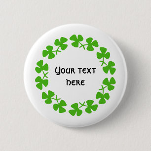 Groene Shamrockand-rand Tekst toevoegen Ronde Button 5,7 Cm