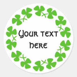 Groene Shamrockand-rand Tekst toevoegen Ronde Sticker