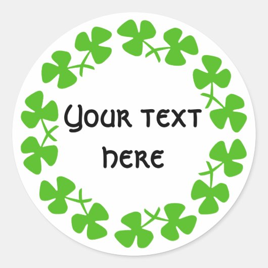 Groene Shamrockand-rand Tekst toevoegen Ronde Sticker (Voorkant)