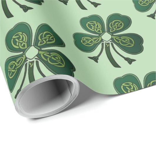 Groene Shamrocks 2025 Cadeaupapier (Rol Hoek)