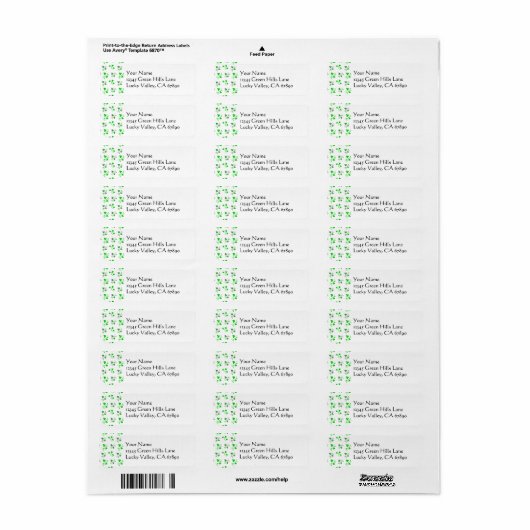 Groene Shamrocks Aangepaste adreslabel sjabloon Etiket (Full Sheet)