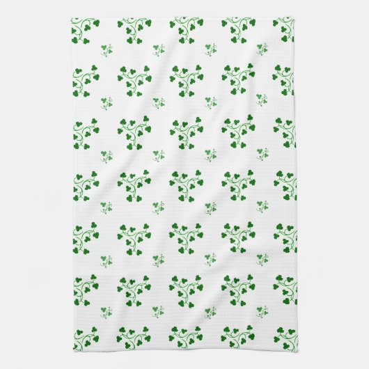 Groene Shamrocks Circles Pattern Theedoek (Verticaal)