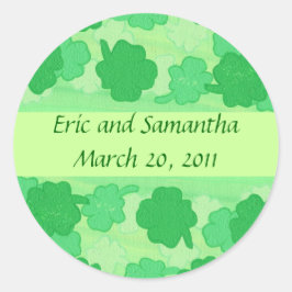 Groene Shamrocks Collage, sla de datumstickers op Ronde Sticker